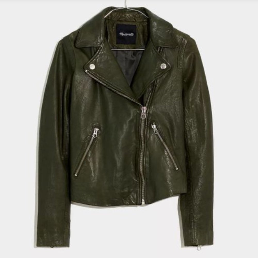 Washed Leather Motorcycle Jacket - Picture 2 of 6